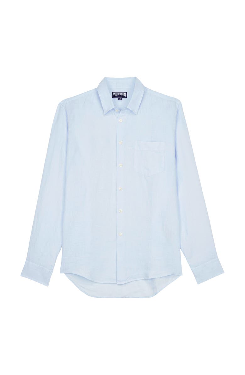 Vilebrequin Men's Linen Solid Shirt, Main, color, Ciel