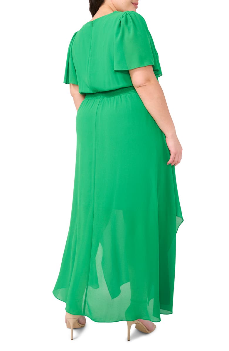 CeCe Flutter Sleeve Smocked Waist Maxi Dress, Alternate, color, Medium Green