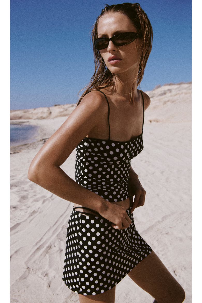Polka Dot Miniskirt, Alternate, color, BLACK