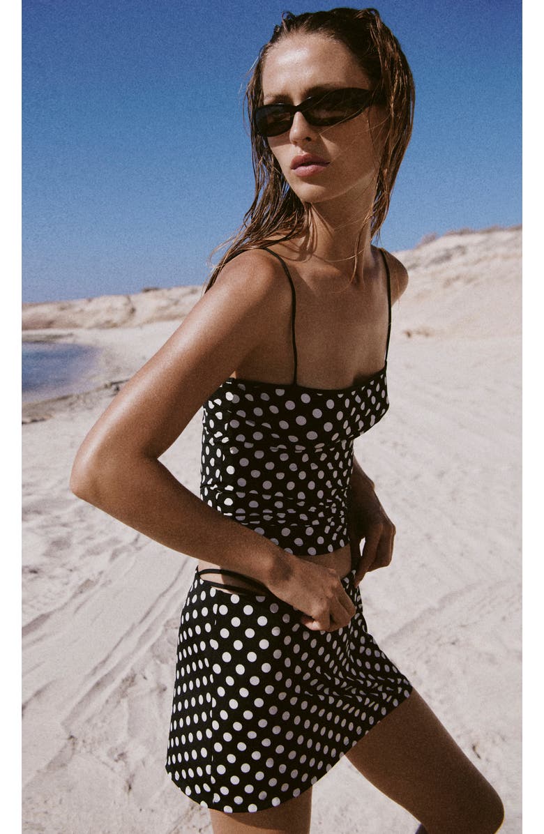 MANGO Polka Dot Miniskirt, Alternate, color, Black