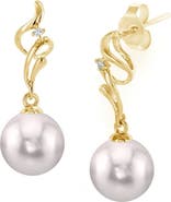 The Pearl Source White Akoya Pearl & Diamond Aria Earrings