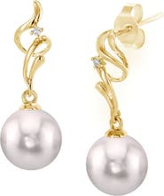 The Pearl Source White Akoya Pearl & Diamond Aria Earrings