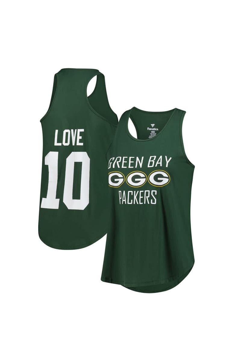 FANATICS Women's Fanatics Jordan Love Green Green Bay Packers Plus Size Name & Number Tank Top, Main, color, Green