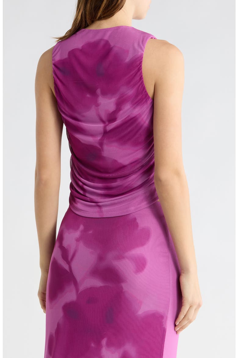 Ruched Mesh Tank, Alternate, color, PINK BLURRY FLORAL