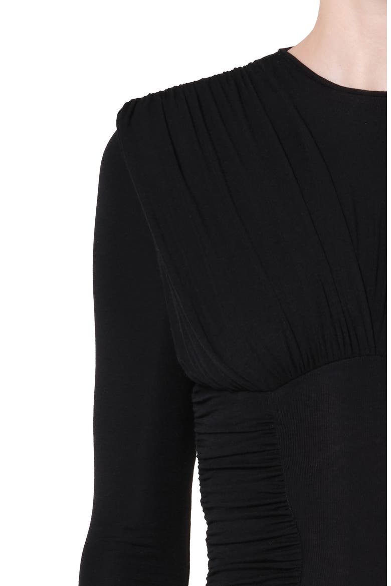 Abbi Ruched Long Sleeve Minidress, Alternate, color, BLACK