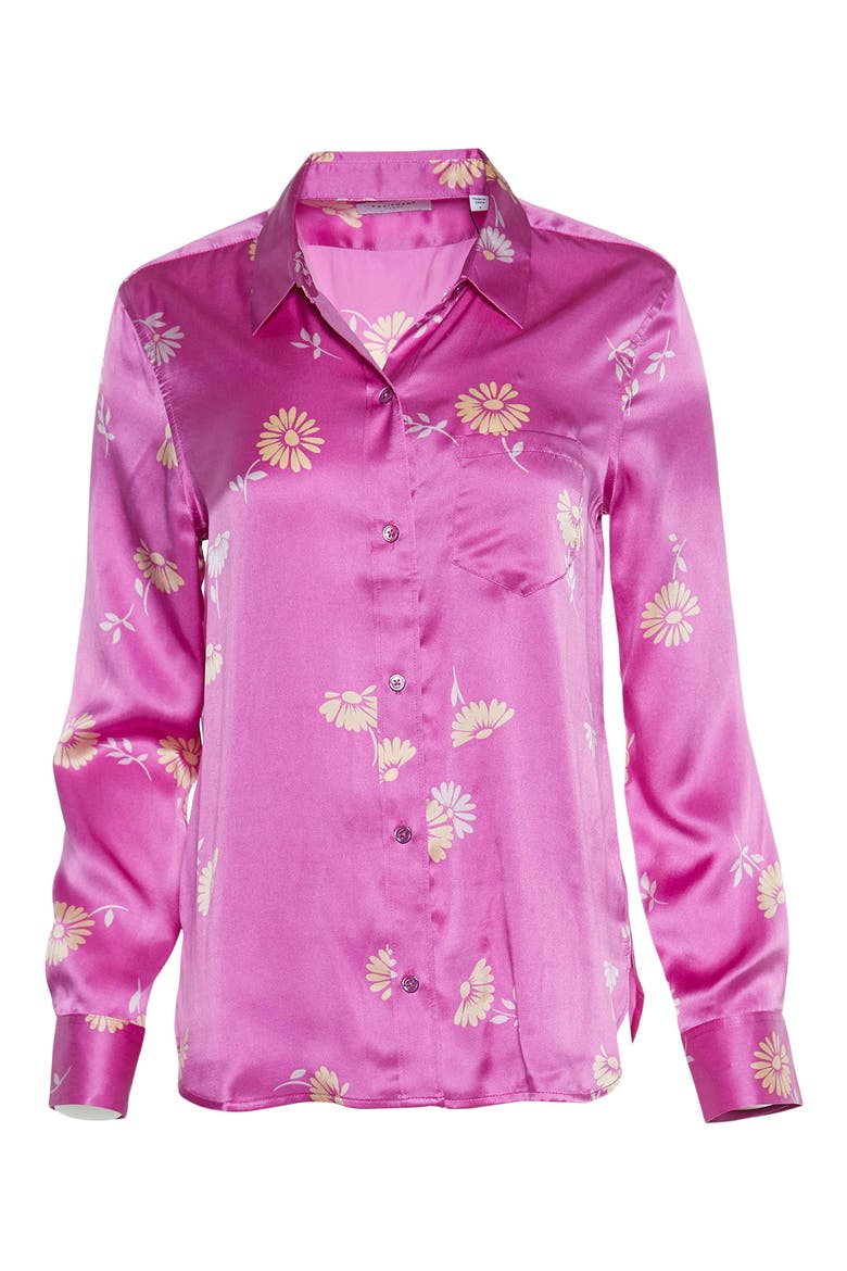 Leema Floral Print Silk Shirt, Alternate, color, ROSE MULTI