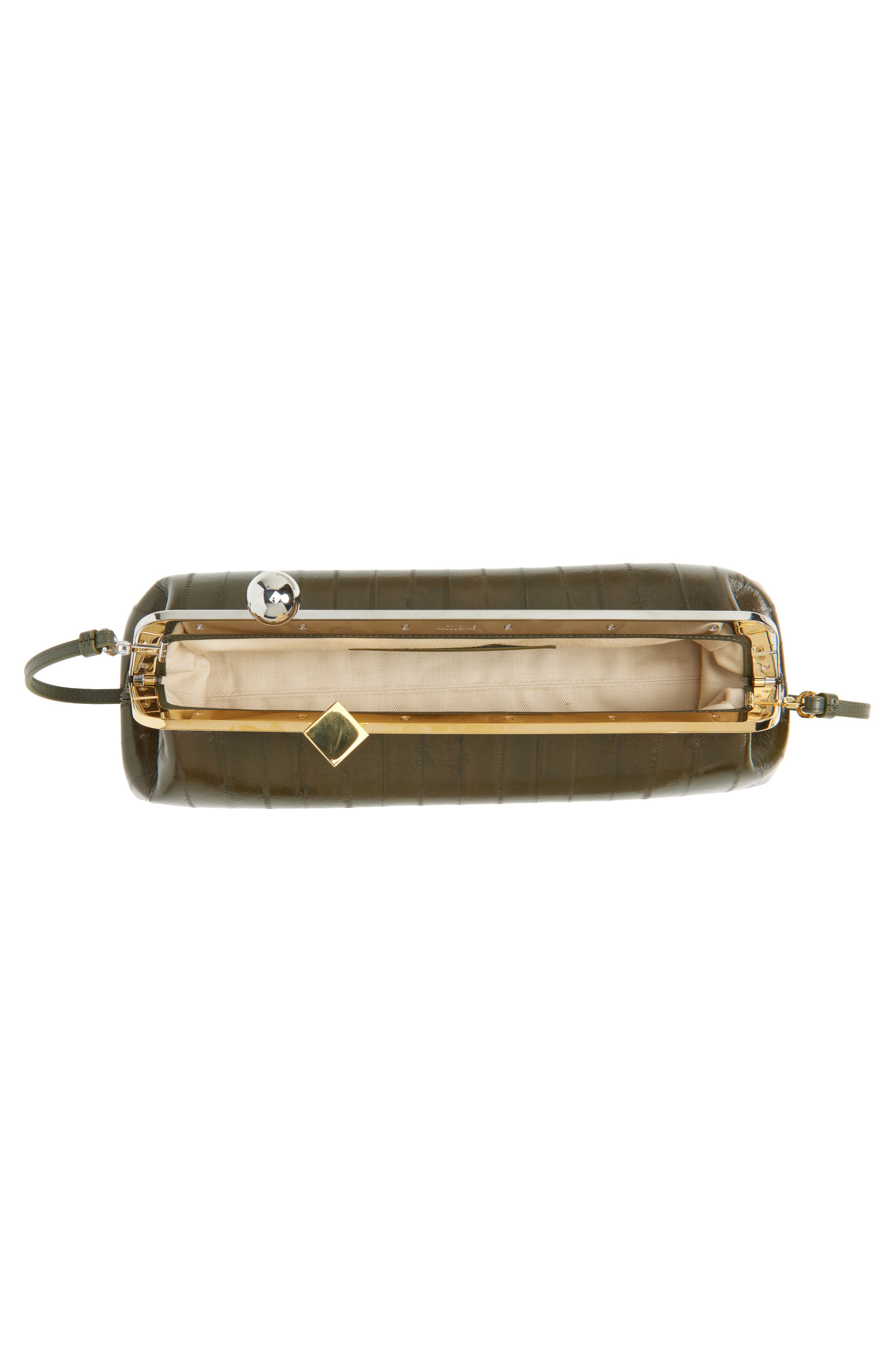 Jacquemus La Pochette Salon Leather Clutch, Alternate, color, Dark Khaki 580