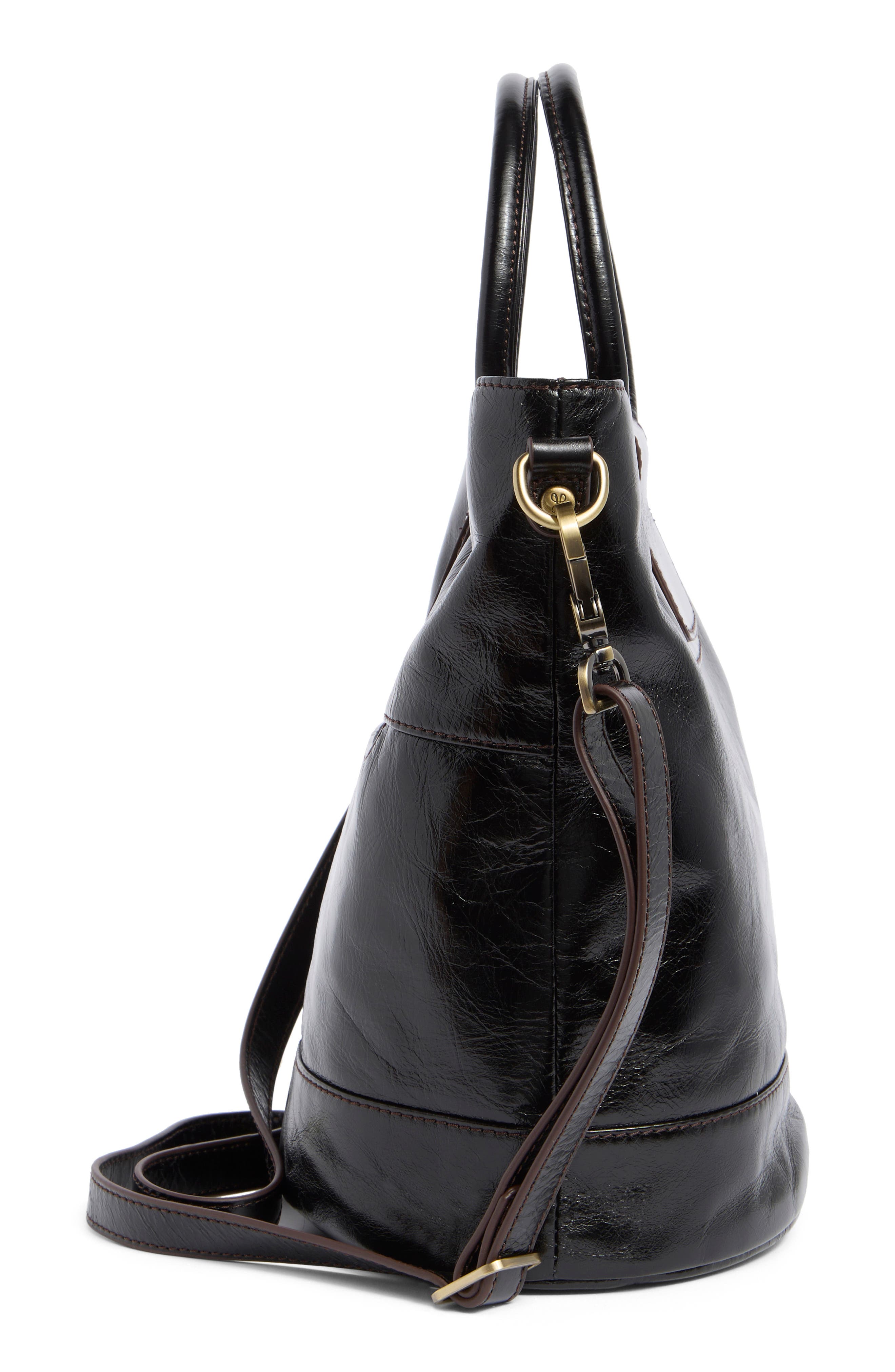 HOBO Sheila Leather Bucket Bag, Alternate, color, Black