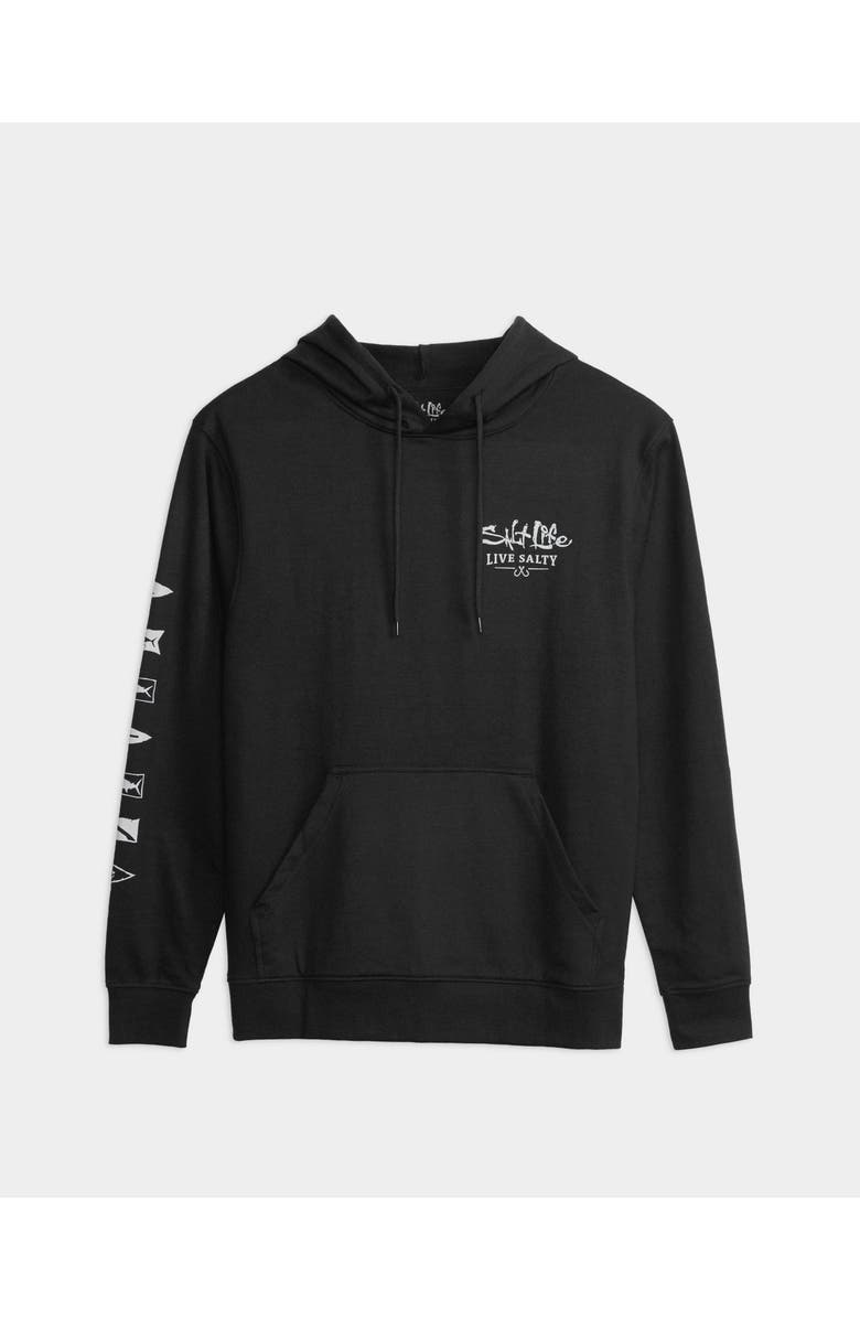 Salt Life Ocean Kin French Terry Pullover Hoodie, Main, color, Black