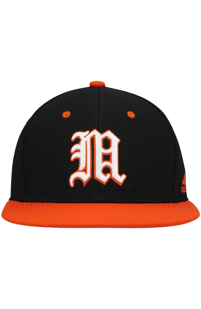adidas Men's adidas Black Miami Hurricanes On-Field Baseball Fitted Hat, Alternate, color, Black