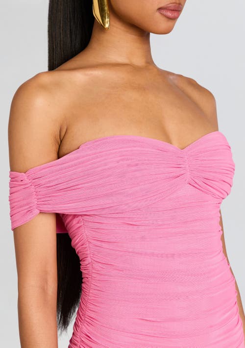 Retroféte Clementine Mesh Off The Shoulder Dress In Camellia