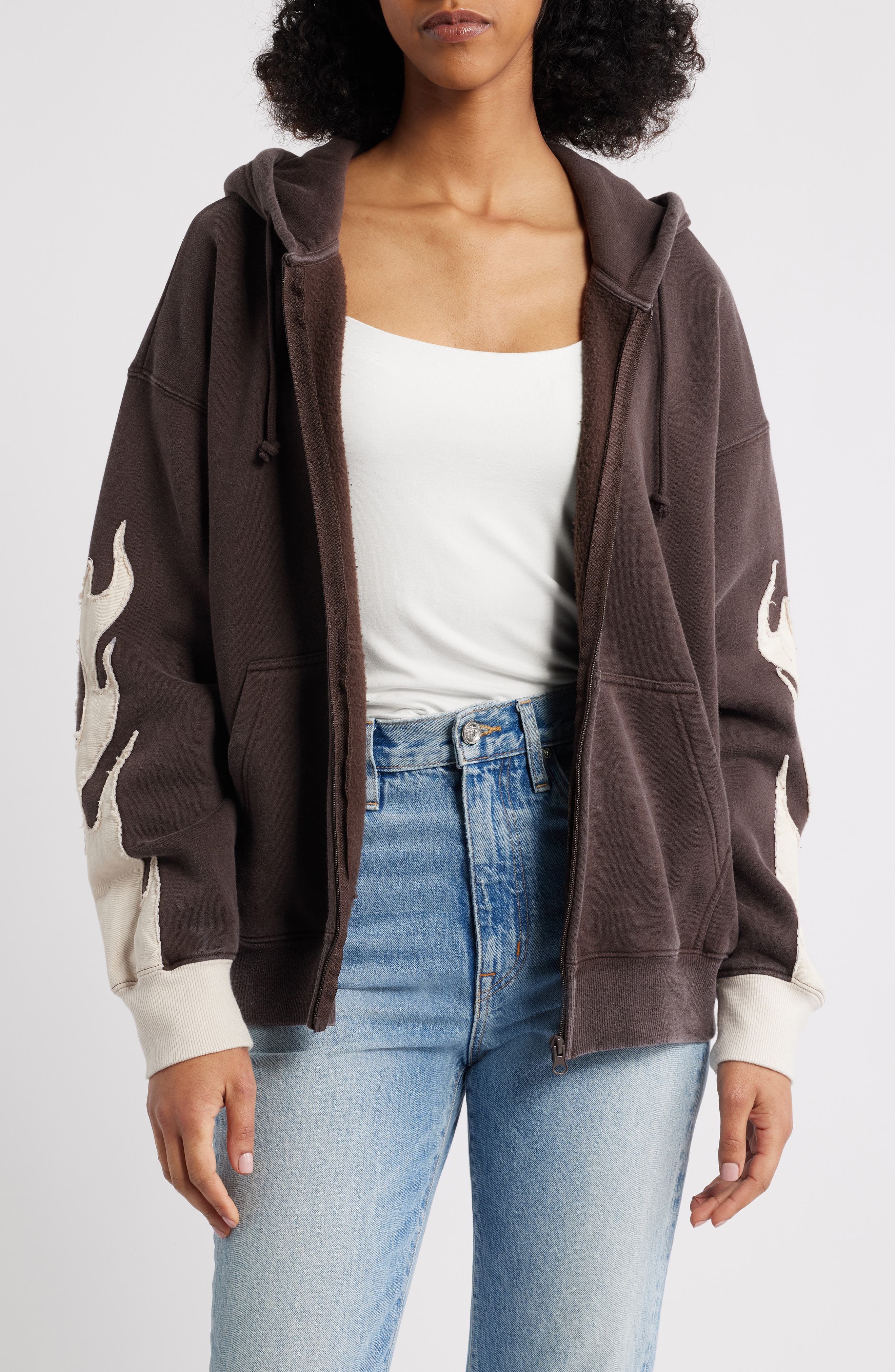 PacSun Flame Zip-Up Hoodie