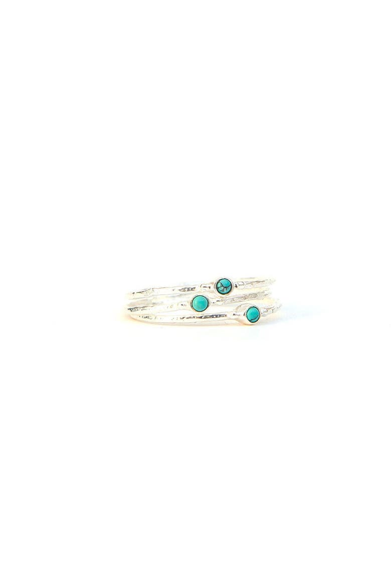 Tiny Stone Sterling Stacking Ring Set - Turquoise, Main, color, Turquoise - 6