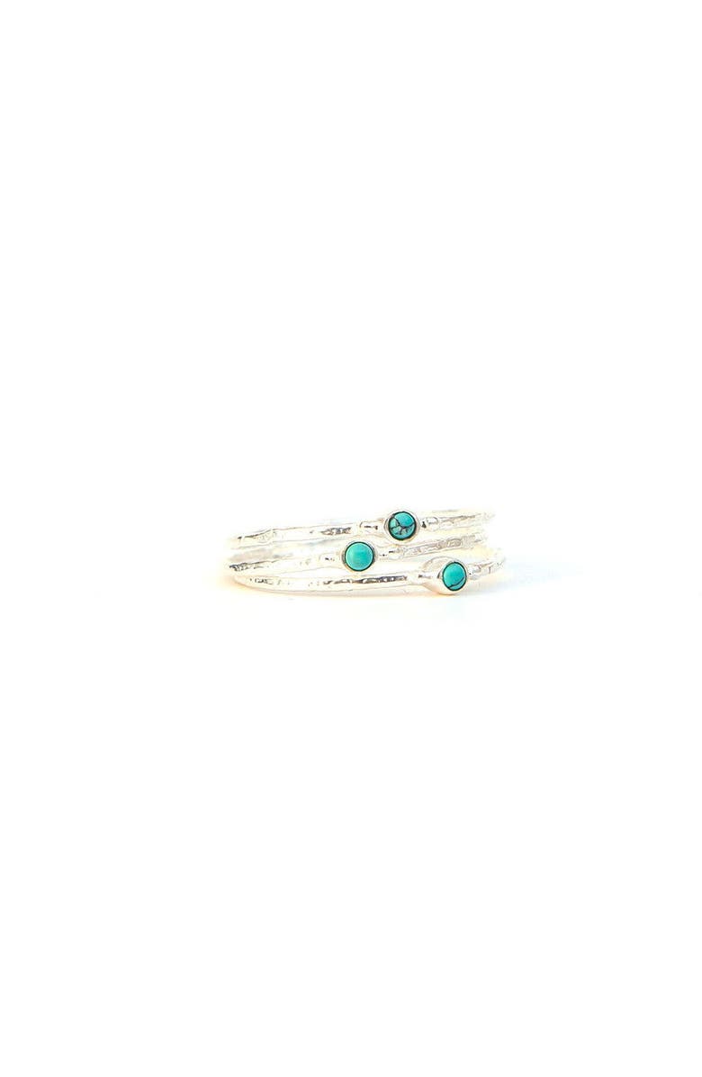 Fair Anita Tiny Stone Sterling Stacking Ring Set - Turquoise, Main, color, Turquoise - 6