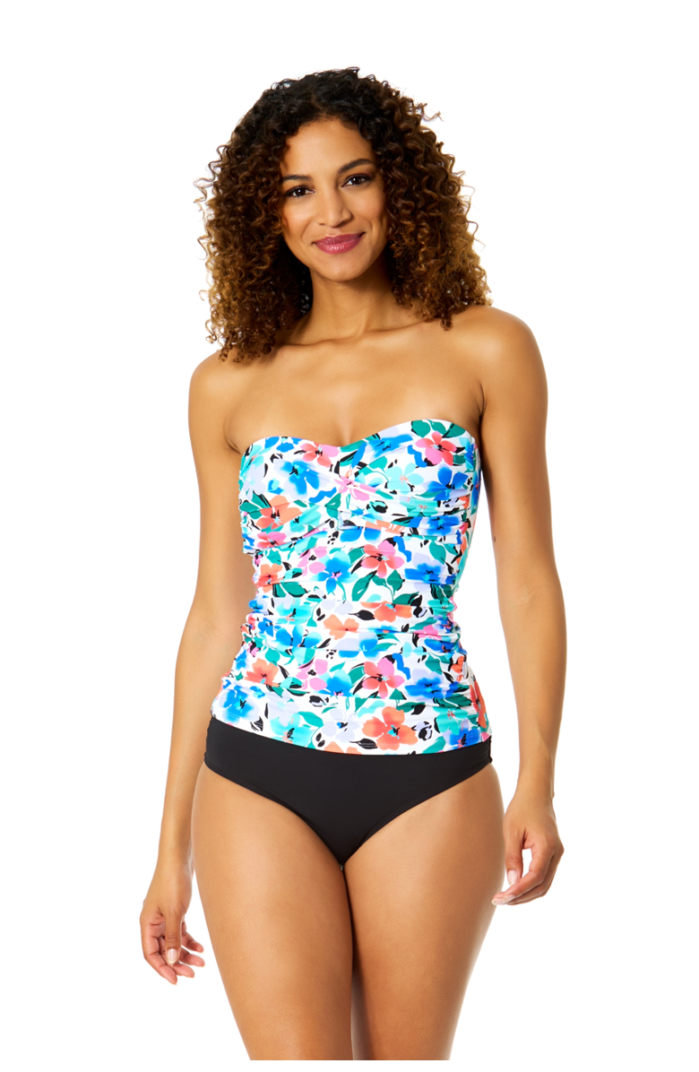Anne Cole Women
s Printed Twist Front Bandeaukini Swim Top, Main, color, Fiore