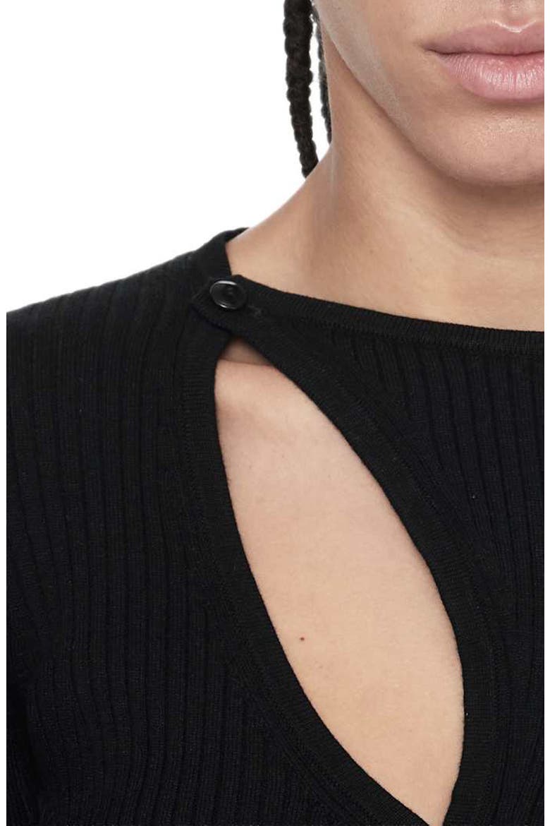 Cruz Asymmetric Button Through Top, Alternate, color, BLACK
