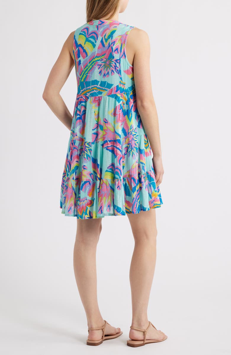 Hatley Blooming Palms Sleeveless Cotton Blend Dress, Alternate, color, Turquoise