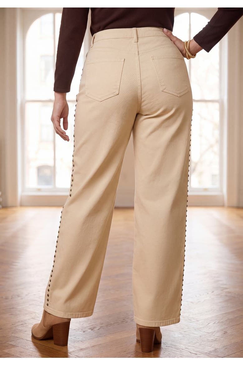 Classic Denim Wide Leg Jean, Alternate, color, OATMEAL STUDS