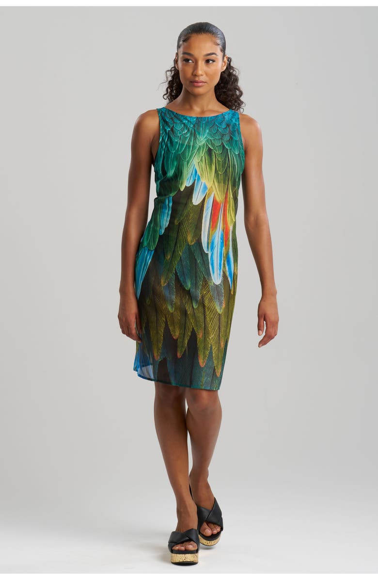 Natori Paradise - Printed Mesh cover-up Mini Dresss, Main, color, Multi