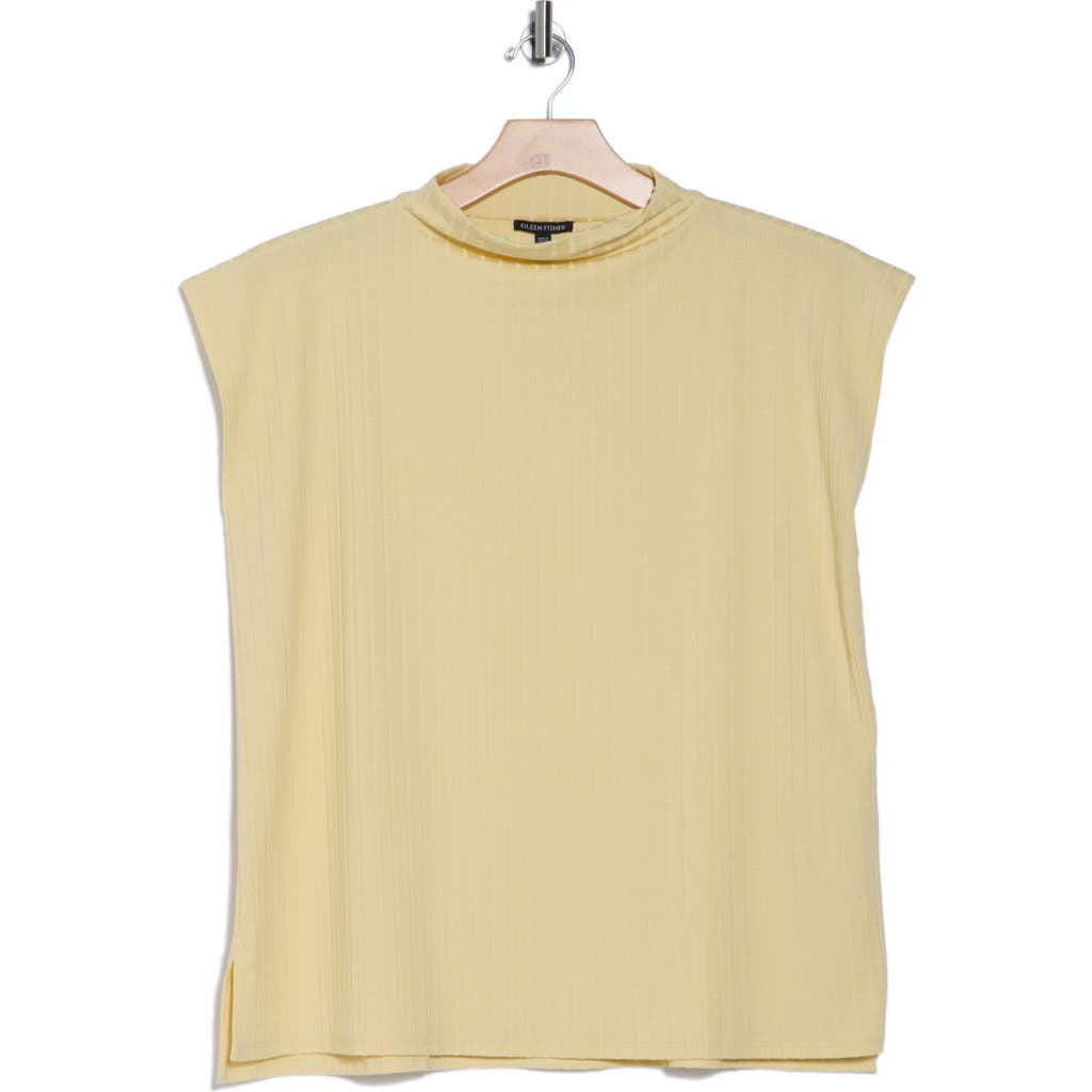 Eileen Fisher Funnel Neck Top In Butter