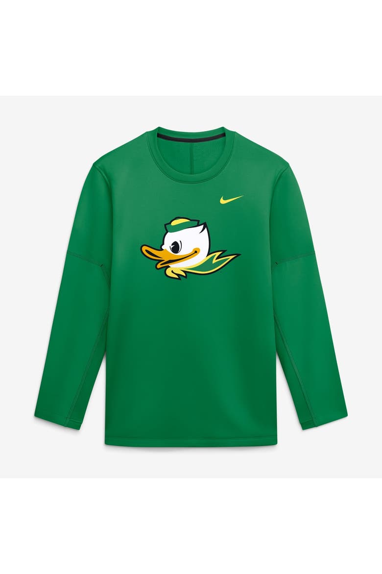 Men's Nike Green Oregon Ducks 2026 Sideline Coaches Therma-FIT Long Sleeve Top, Main, color, Green