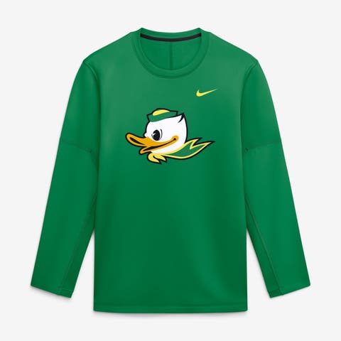 Men's Nike Green Oregon Ducks 2026 Sideline Coaches Therma-FIT Long Sleeve Top