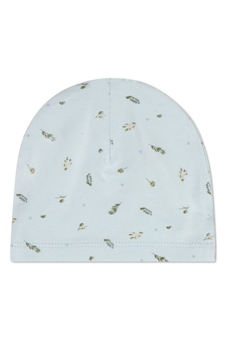 Baby Tiny Leaves Mini-Print Beanie, Main, color, Baby Blue