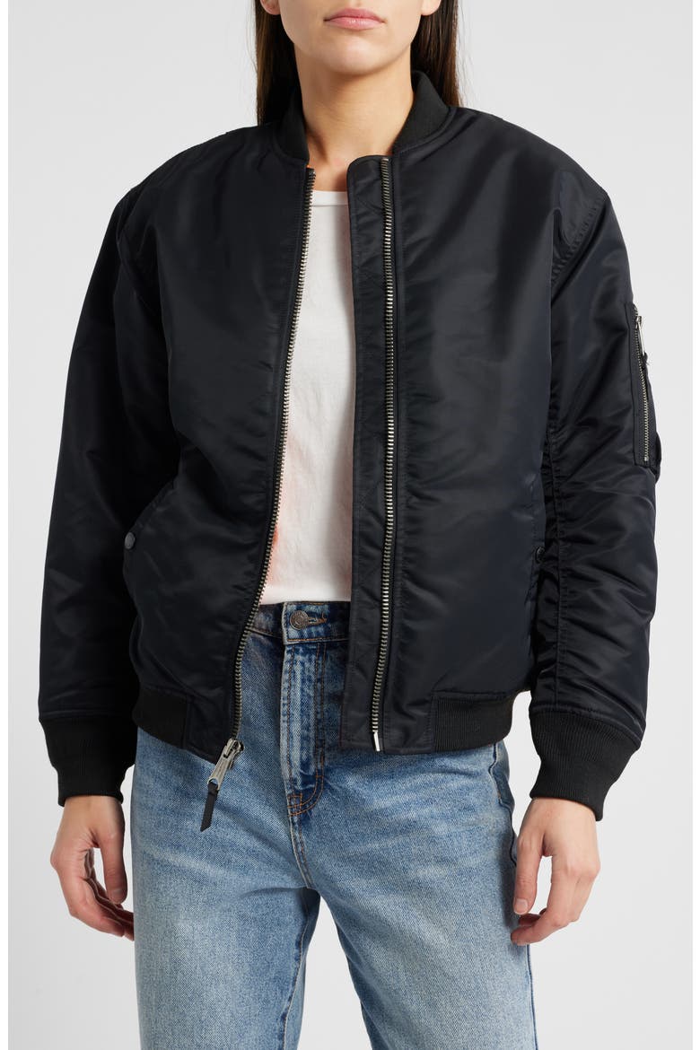 Nylon MA-1 Flight Jacket, Alternate, color, BLACK