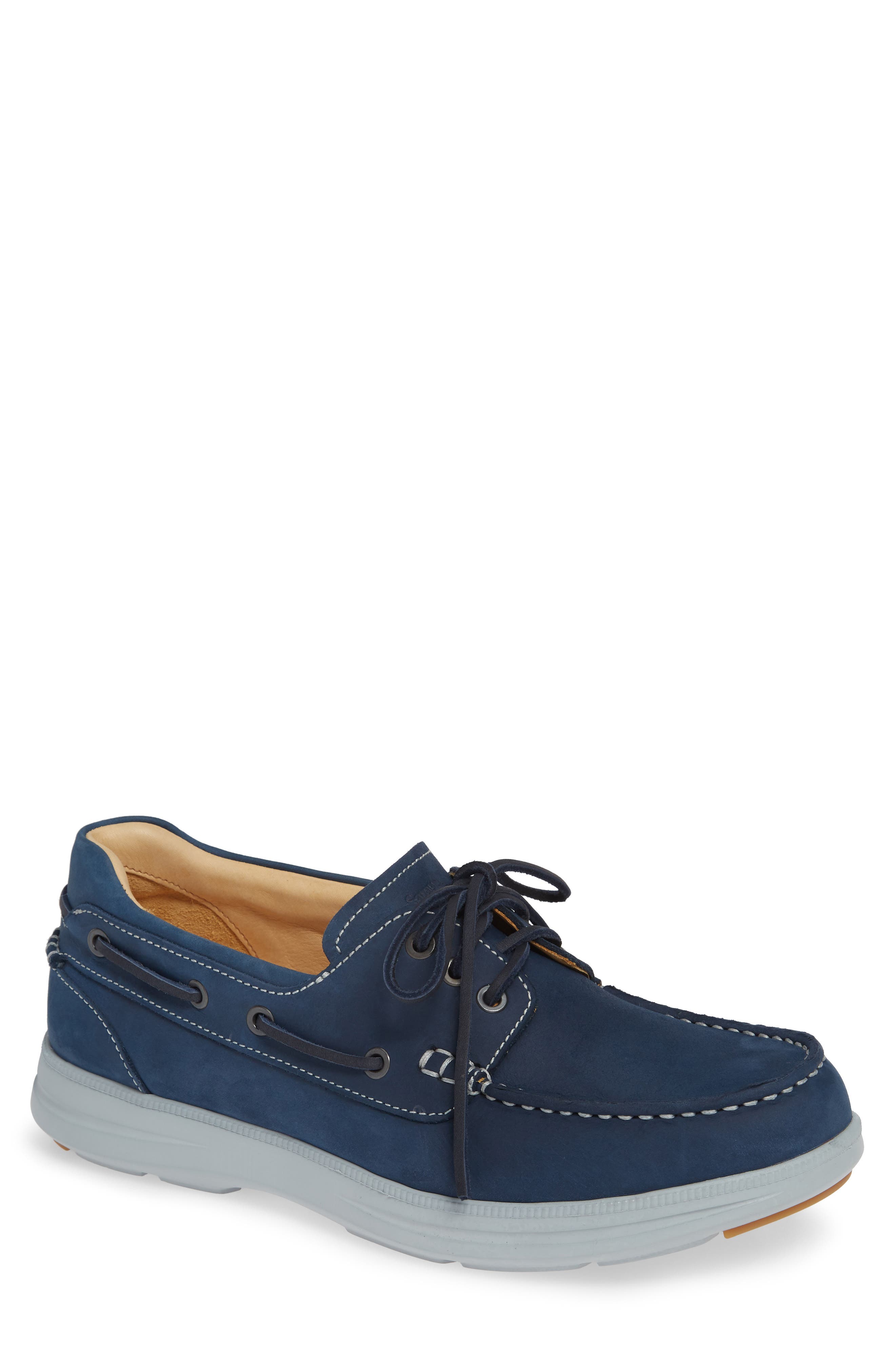 New Endeavor Moc Toe Boat Shoe, Main, color, BLUE WAXED NUBUCK