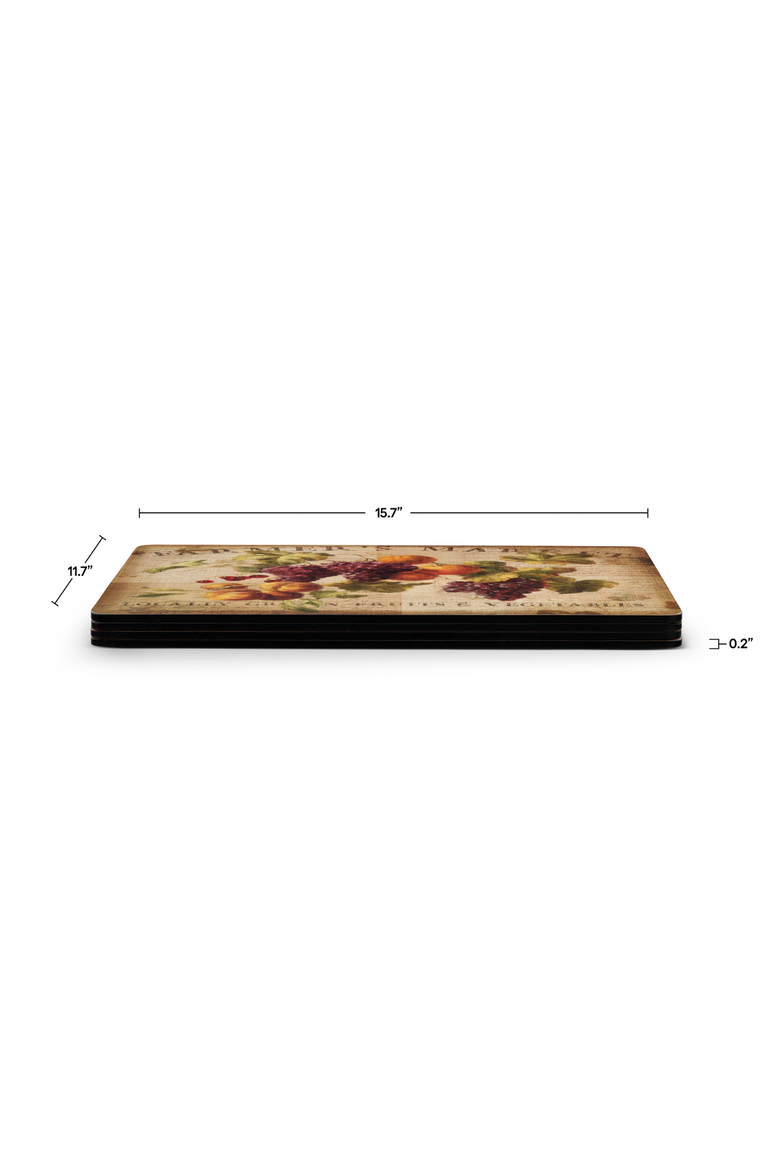 Abundant Fall Set of 4 Cork Back Placemats, Alternate, color, Multi