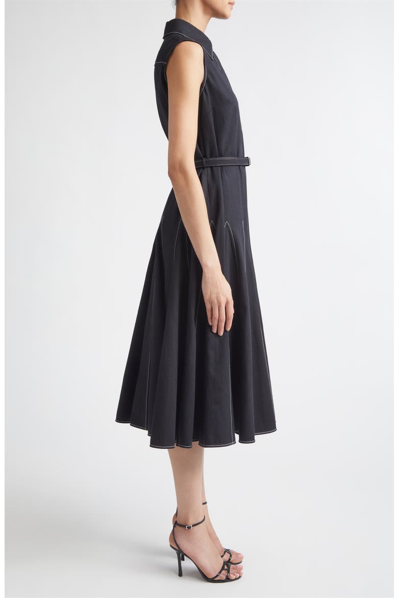 Monique Sleeveless Gored Denim Dress, Alternate, color, BLACK