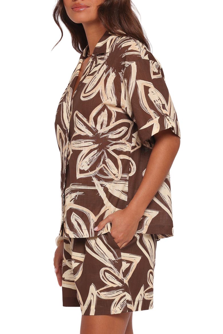 Pacifica Oversize Floral Print Camp Shirt, Alternate, color, CHOCOLATE FLORAL
