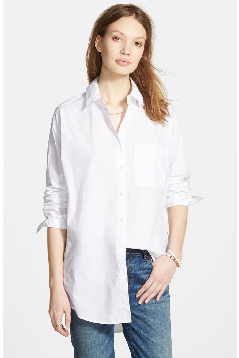 Oversize Button Front Shirt, Main, color, OPTIC WHITE