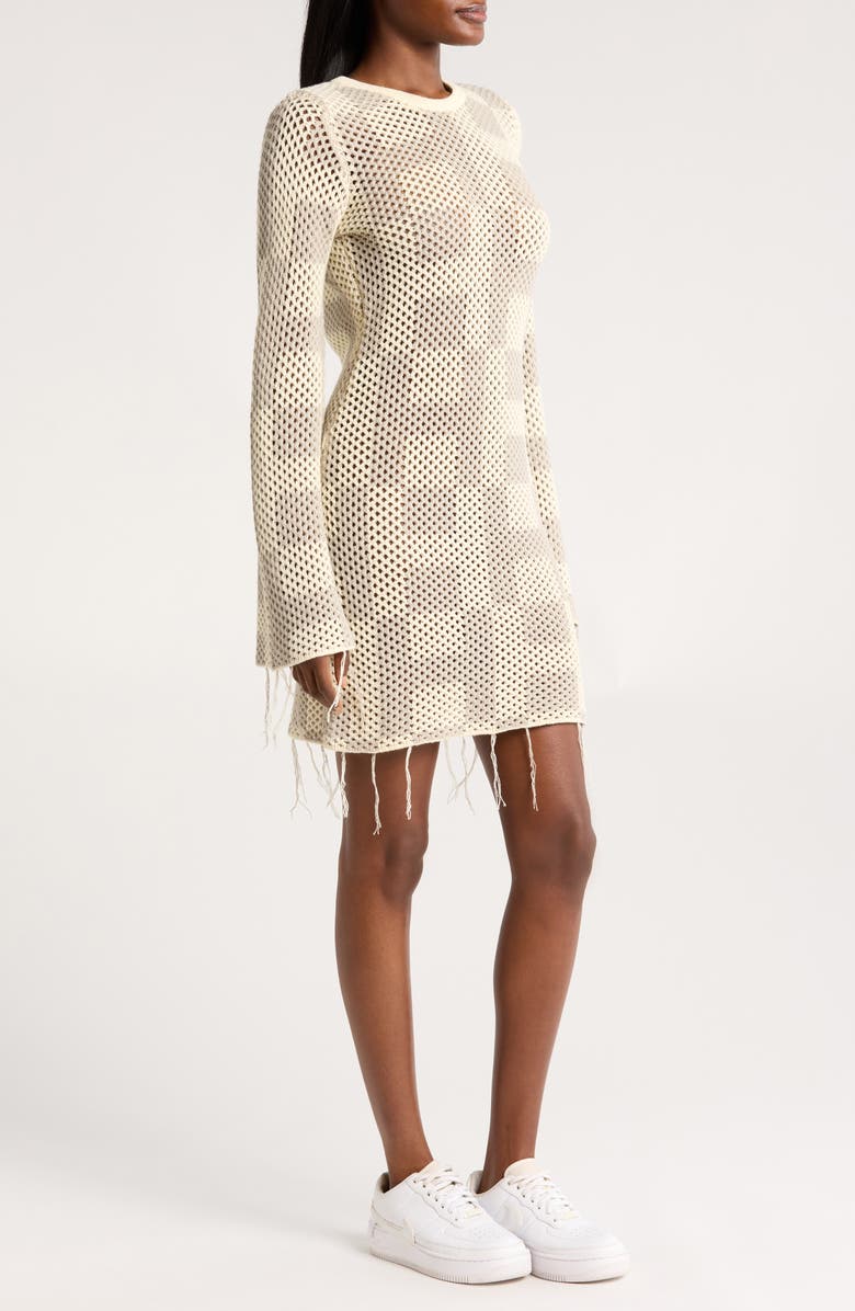 HONOR THE GIFT Long Sleeve Openwork Mini Sweater Dress, Alternate, color,