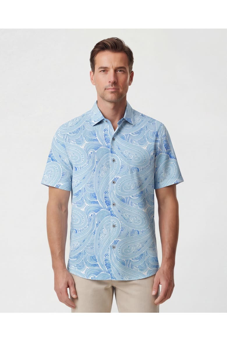Marakesh Paisley Mens Short Sleeve Shirt, Main, color, Marakesh Paisley Teal
