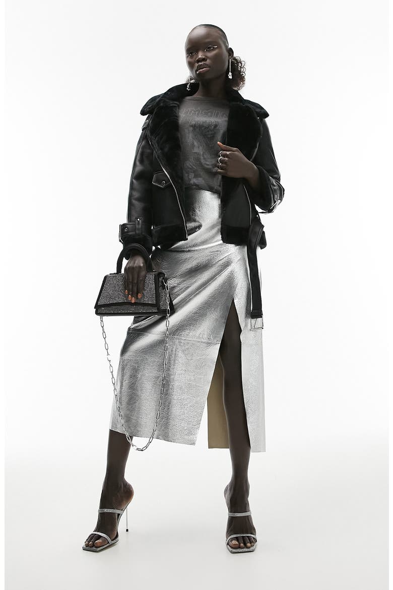 Faux Leather Biker Jacket, Alternate, color, BLACK