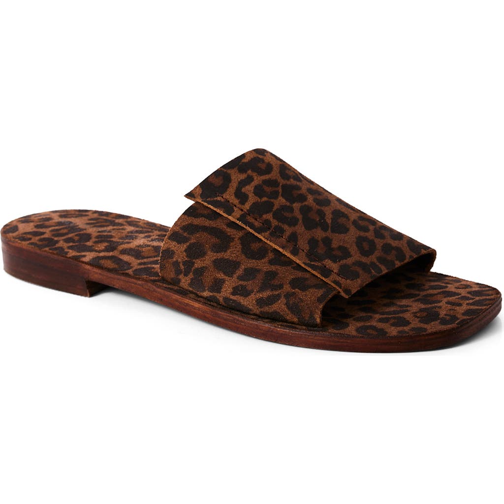 Free People Verona Slide Sandal In Chestnut Leopard