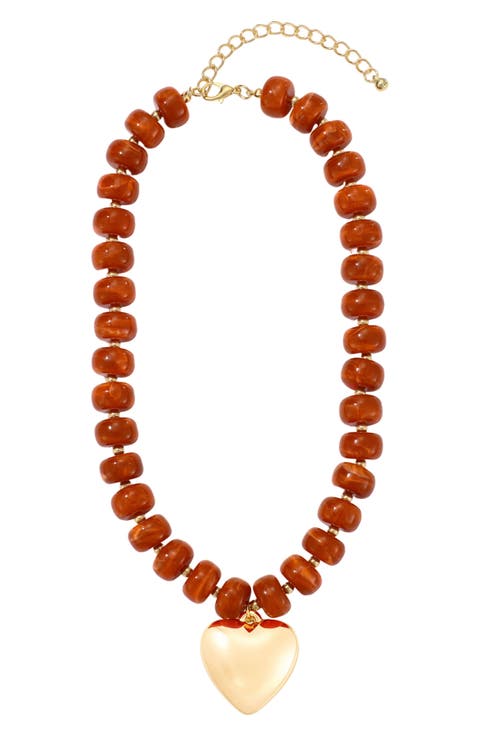 Puffy Heart Chunky Beaded Necklace