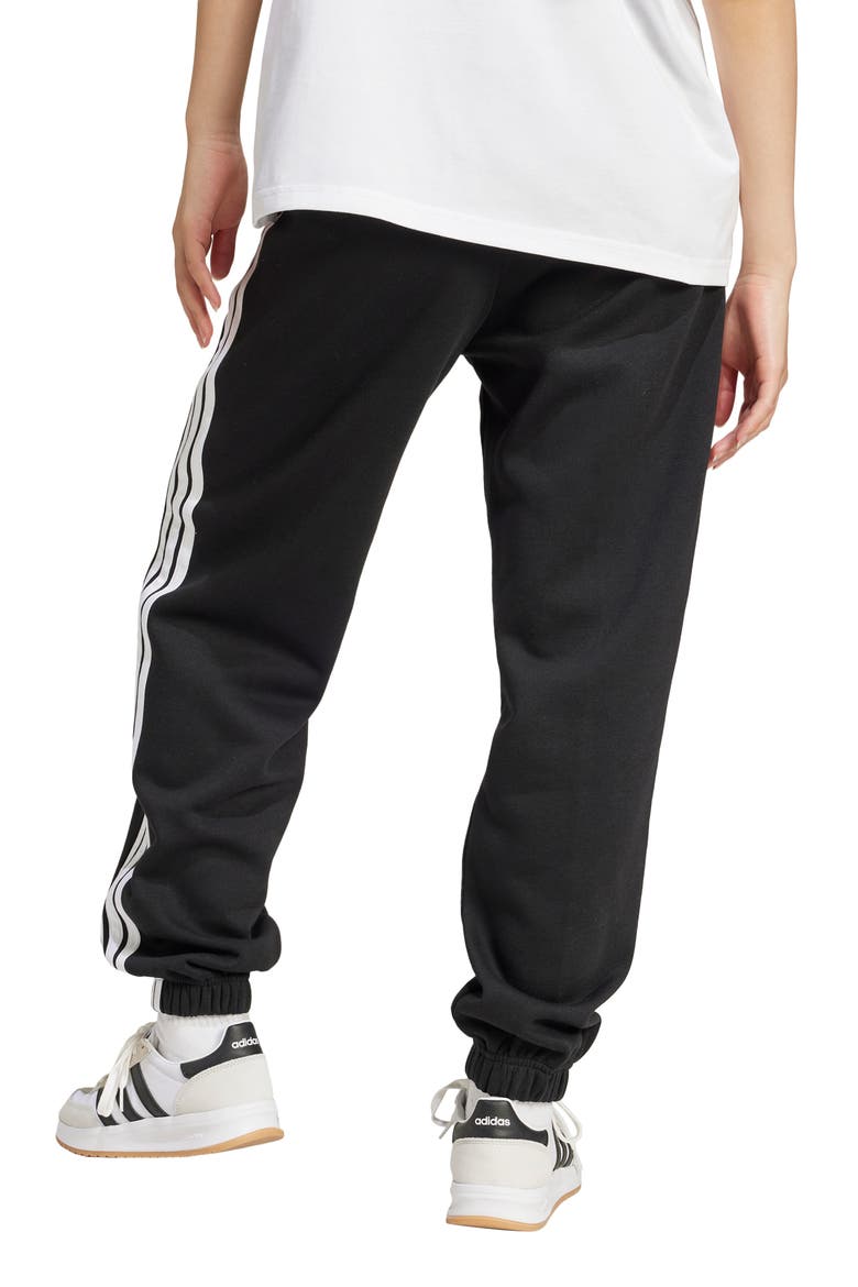 3-Stripes Fleece Sweatpants, Alternate, color, BLACK/ WHITE