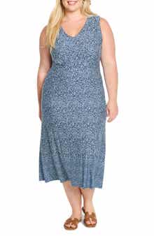 NIC+ZOE Ella Coastal Geo Print Fit & Flare Midi Dress