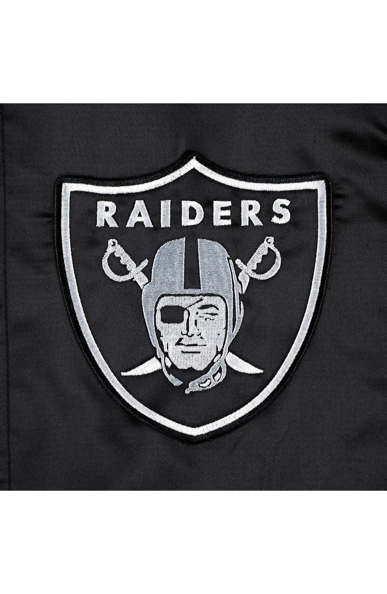 STARTER Men's Starter Black Las Vegas Raiders Midfield Satin Full-Snap Varsity Jacket, Alternate, color, 