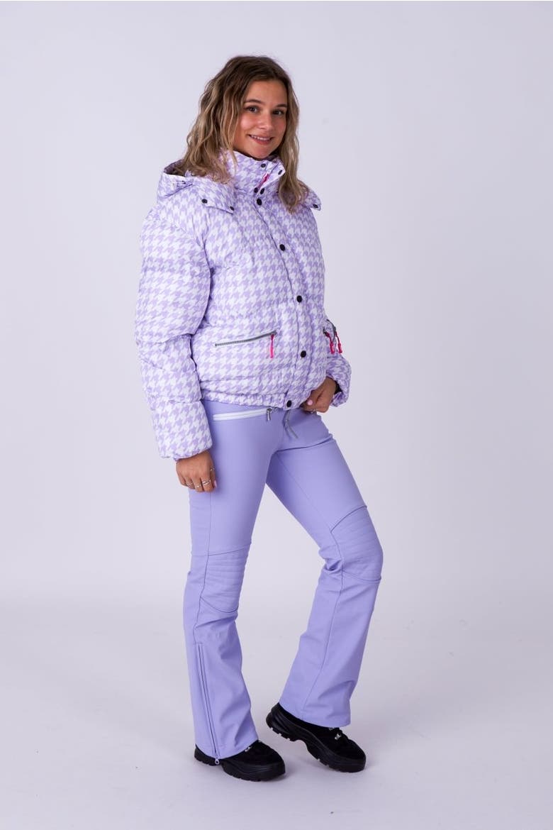 Chic Puffer Jacket - Houndstooth, Alternate, color, Purple