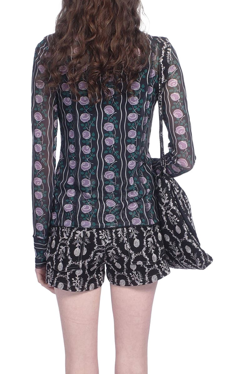 Anna Sui Rosetti Mesh Turtleneck Top, Alternate, color, 