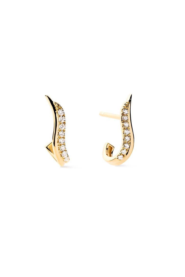 Solid Yellow Gold - Diamond Flame Studs, Main, color, Gold