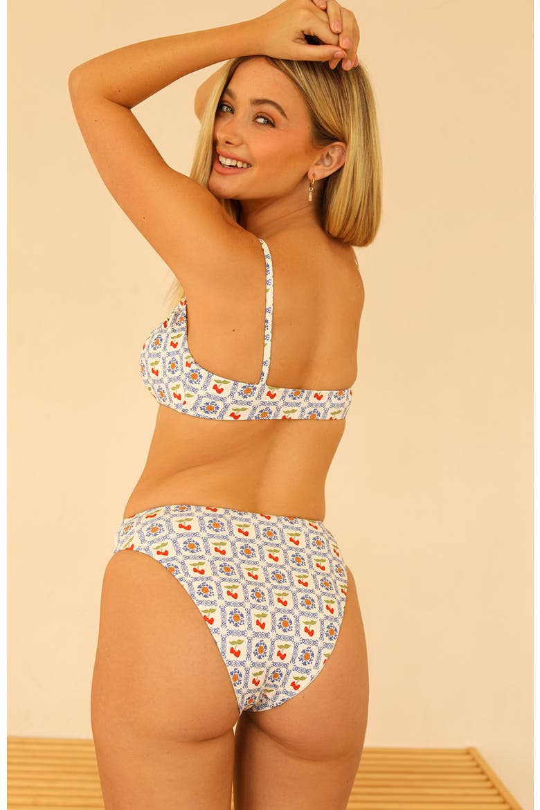 Seashore High Waist Cheeky Bikini Bottom, Alternate, color, Palmero