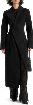Manière De Voir Esma Suede Asymmetric Coat with Cinch Belt