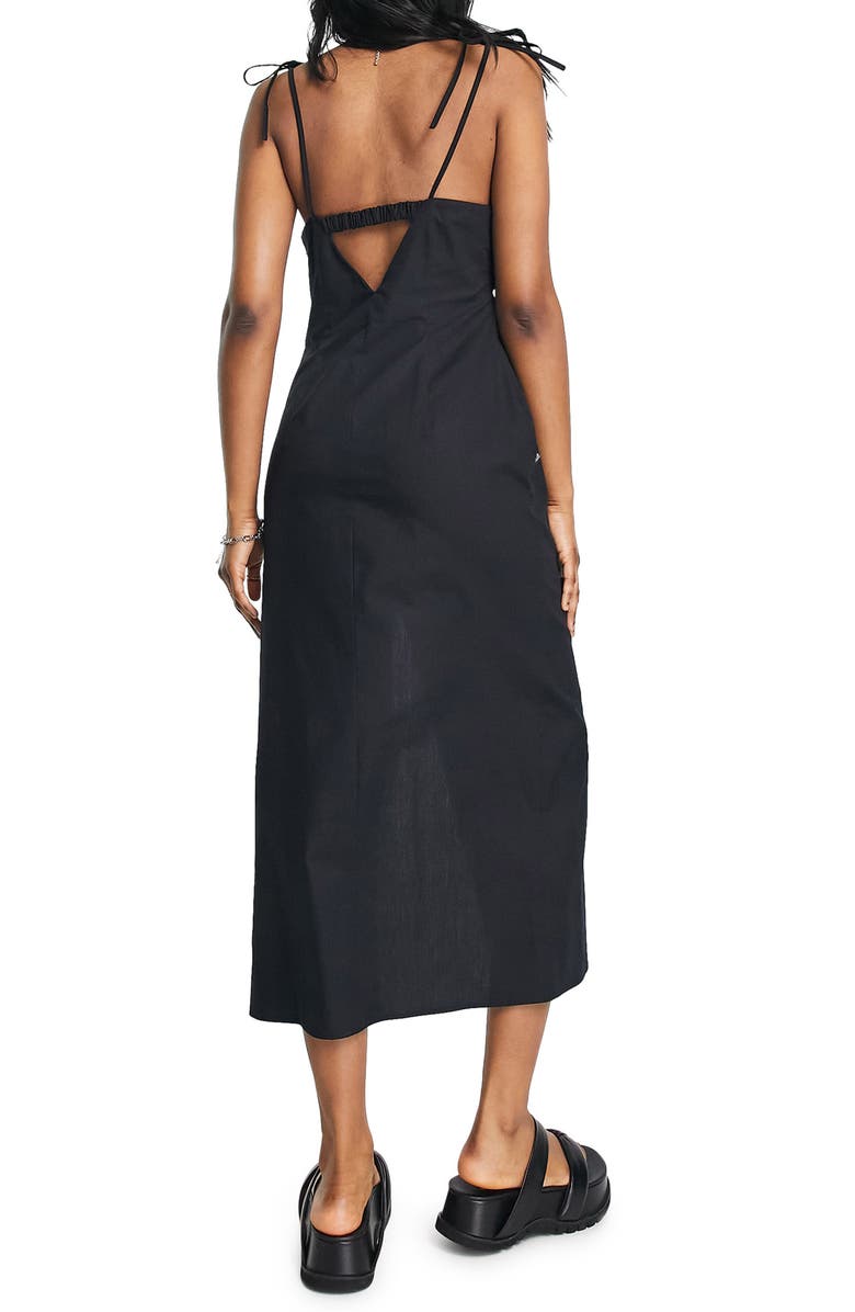 Topshop Cutout Sleeveless Cotton Dress, Alternate, color, Black