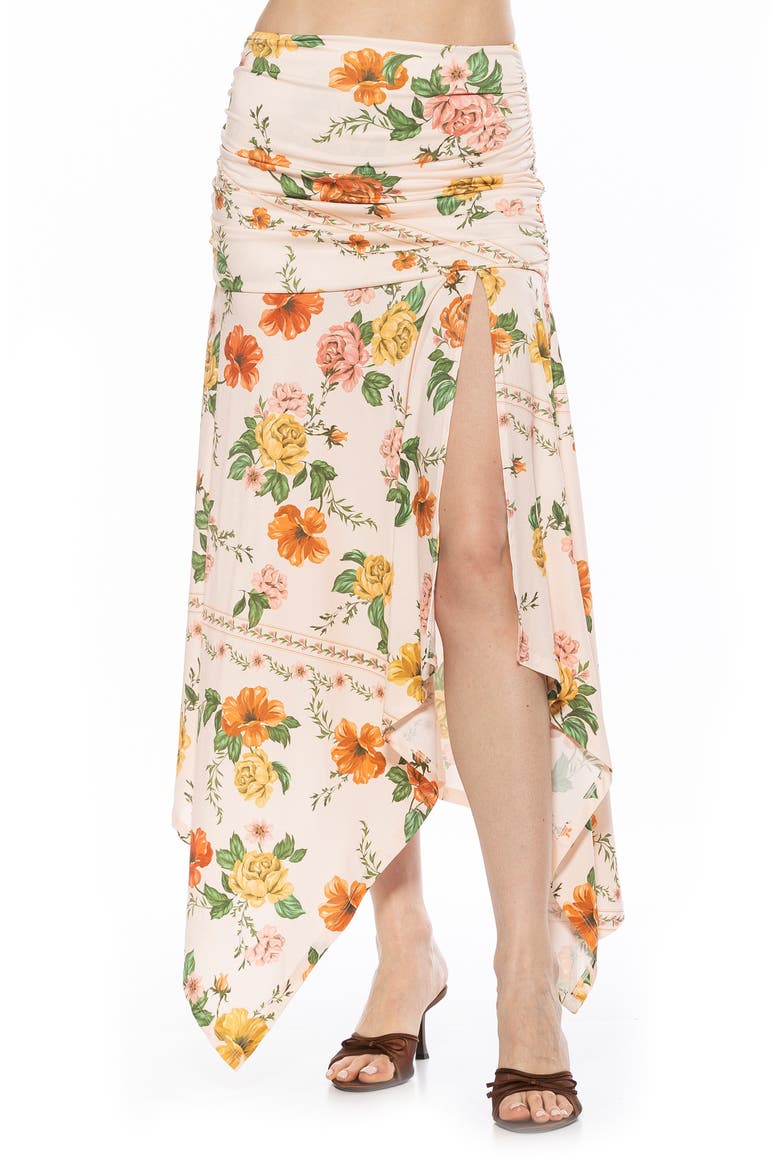Kennedy Ruched Slit Maxi Skirt, Alternate, color, VINTAGE FLORALS