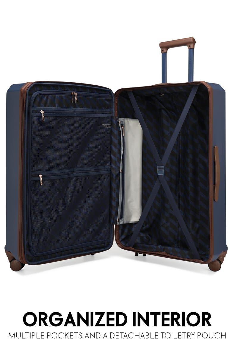 Luxe Journey 3 Piece Expandable Retro Spinner Luggage Set, Alternate, color, Navy