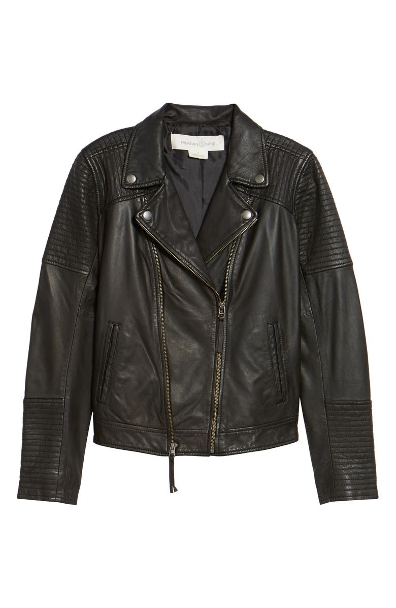 Treasure & Bond Quilted Leather Moto Jacket, Alternate, color, 